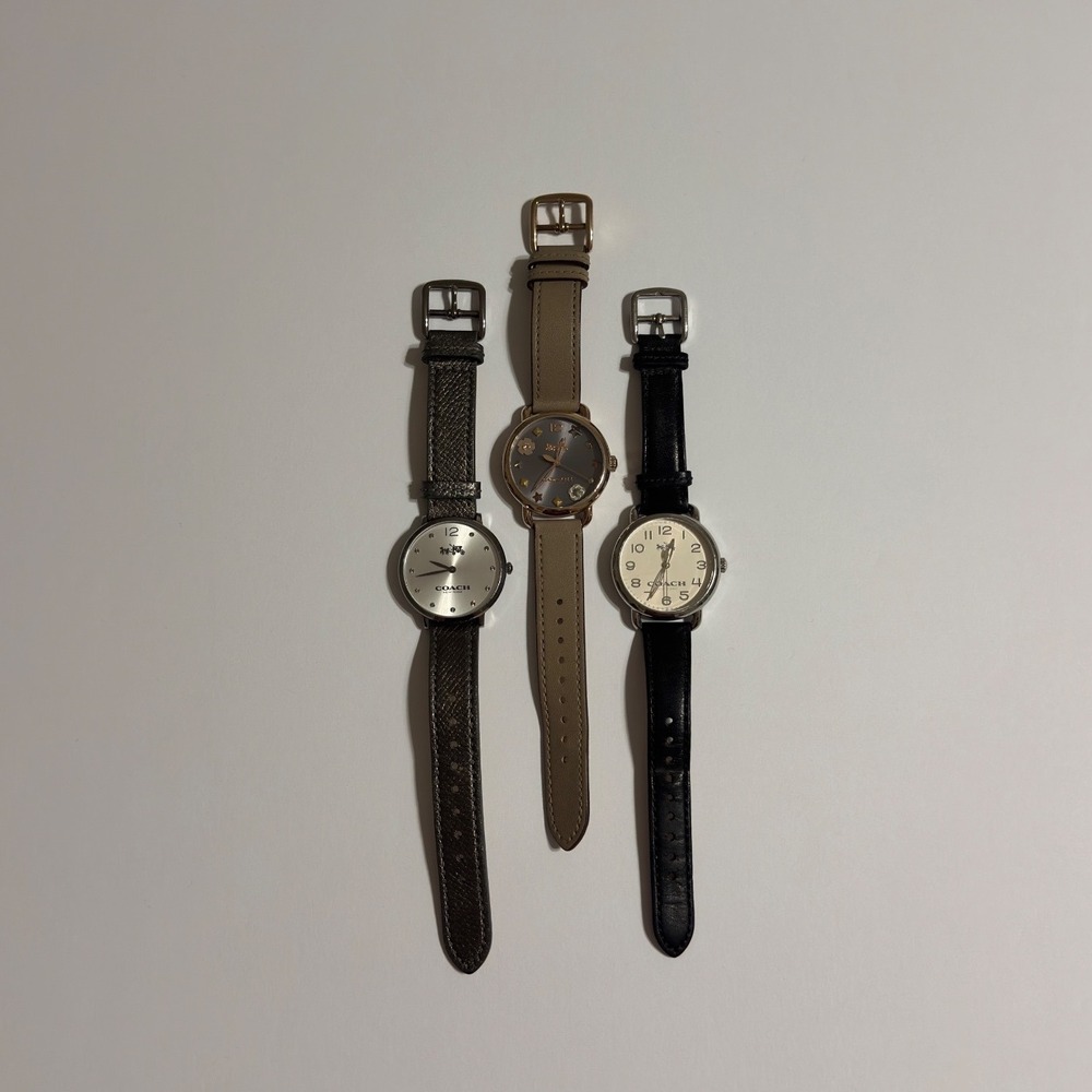 Lot of 3 Designer Watches Coach Leather Straps Wristwatches